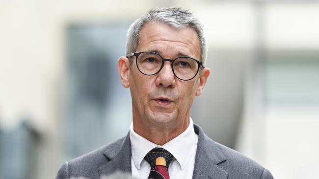 Shane Drumgold speaks at a press conference in Canberra in 2022. Picture: NCA NewsWire / Martin Ollman