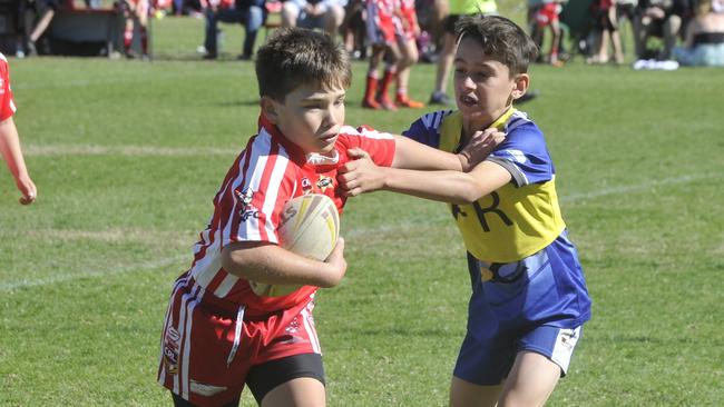 Action between the Grafton Ghosts and the South Grafton Rebels in the U10's at McKittrick Park on Sunday.