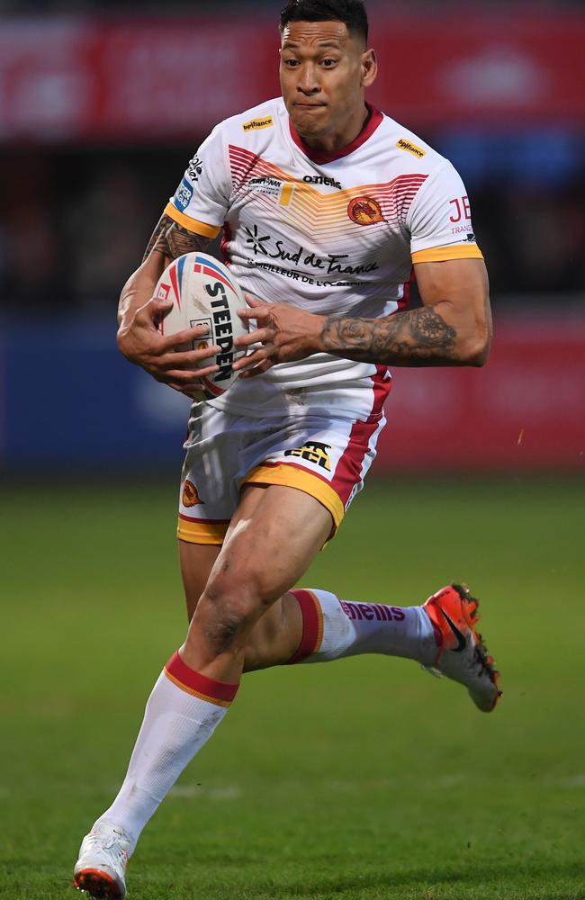 Israel Folau in action for Catalans Dragons in France. Picture: Getty