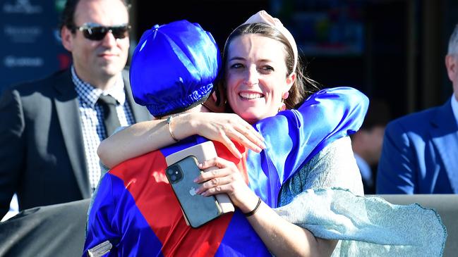 Neasham giving James McDonald a hug after Zaaki’s win in the Q22 earlier this year. Picture: Trackside Photography