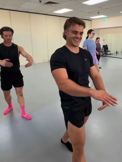 Two of the quartet recently put their best foot forward in a ballet class. Picture Instagram @betheonebt1