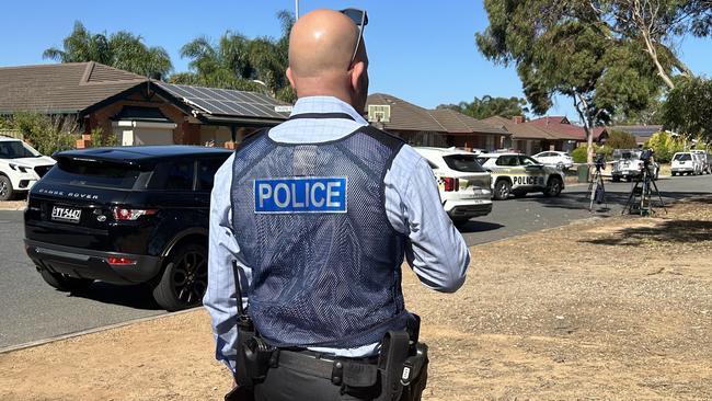 Police at the scene of the Paralowie stabbing. Picture: Zayda Dollie