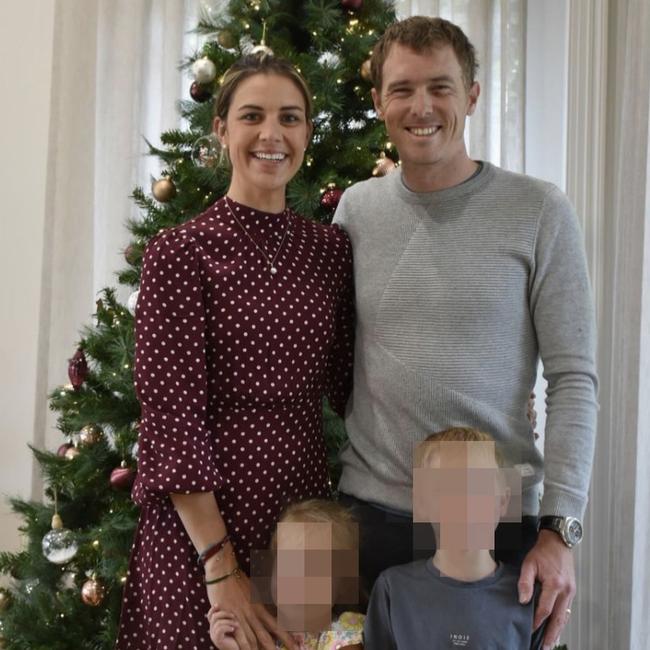 Rohan Dennis pictured with his wife, Melissa Hoskins and their two children in a post to Instagram dated December 25, 2023.