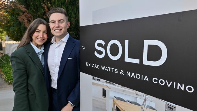 Zac Watts and Nadia Covino are a gorgeous couple and also a business partnership. Picture: Brenton Edwards