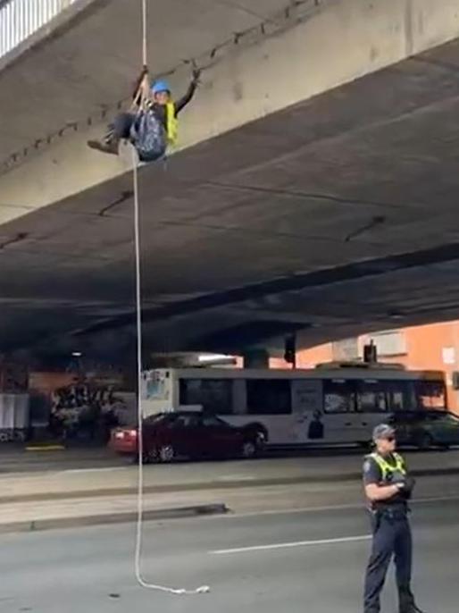 Extinction Rebellion protesters near the Morphett Street Bridge. Picture: Facebook