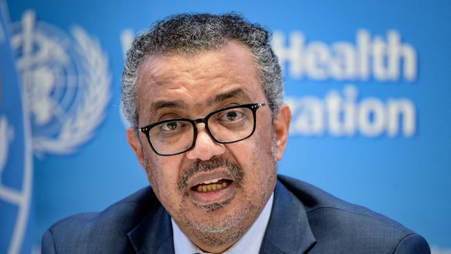 WHO chief Tedros Adhanom Ghebreyesus says 1600 confirmed monkeypox cases and 1500 suspected cases have been reported to the WHO this year from 39 countries. Picture: AFP