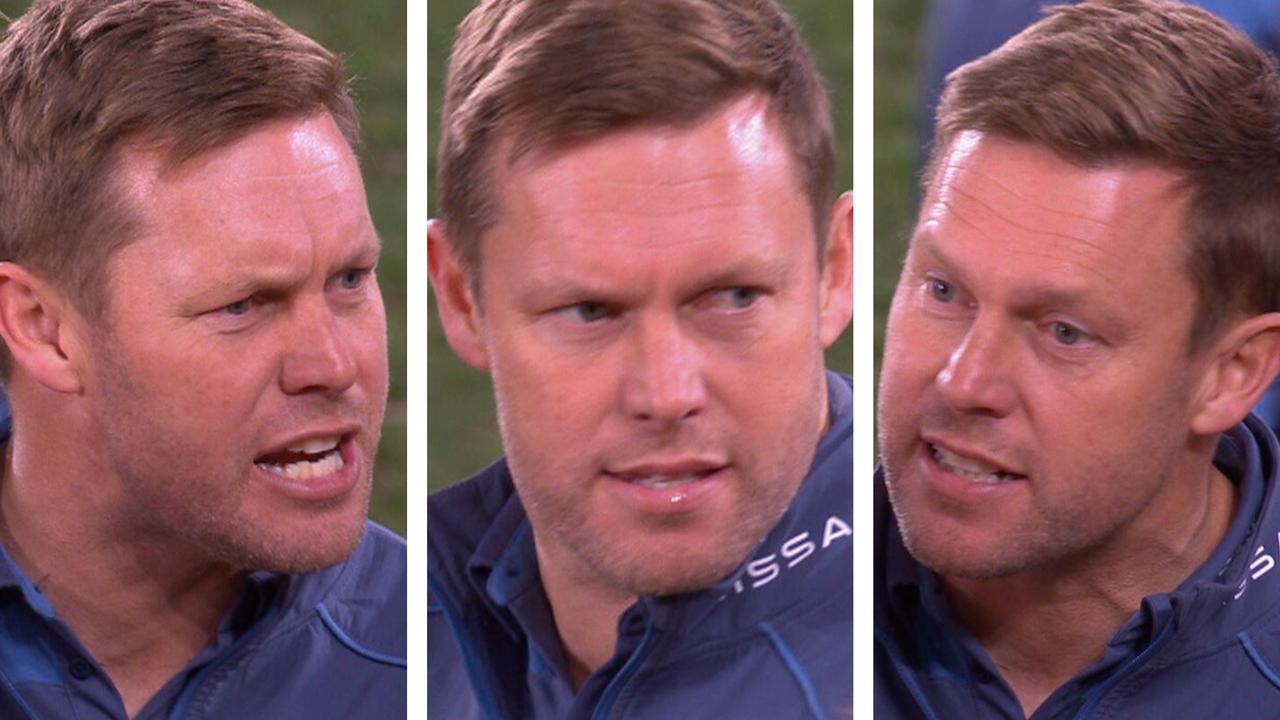 Sam Mitchell was NOT a happy coach at quarter time against the Saints.