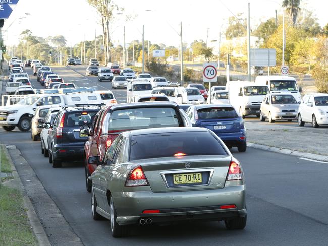 Traffic on Sunnyholt Rd in Blacktown.