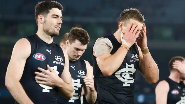 The Blues may need to change some things up to end their lean run of form. (Photo by Michael Willson/AFL Photos via Getty Images)