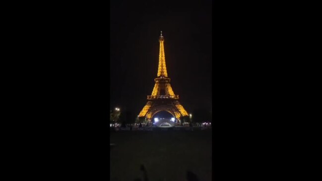 Lightning Flashes Behind Eiffel Tower as Thunderstorm Disrupts Olympic Games in Paris