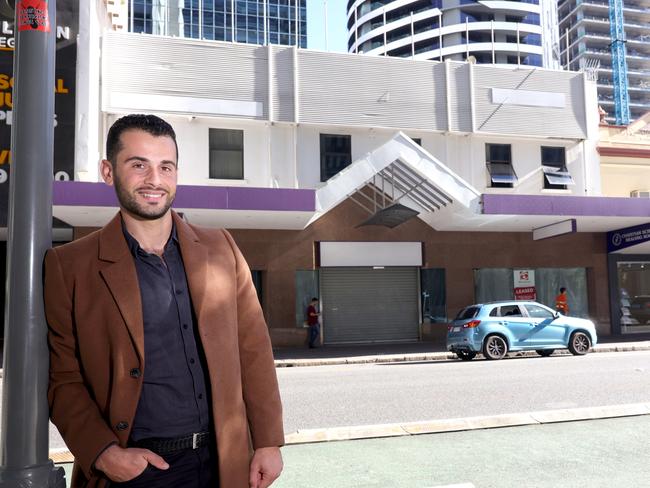 Michael Koukides, with the new backpacker hotel at 428 George St, Brisbane city, on Wednesday 12th June 2024 - Photo Steve Pohlner