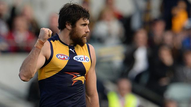 Josh Kennedy kicked three goals in the Eagles win. Picture: Daniel Wilkins