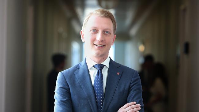 Senator James Paterson at Parliament House in Canberra. Picture: Kym Smith