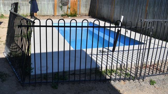 Cherell’s pool installed by Townsville Family Pools. Business owner David Warne said it was substandard because the job was not finished and he was yet to be paid for stage 3 or stage 4. Picture: Evan Morgan