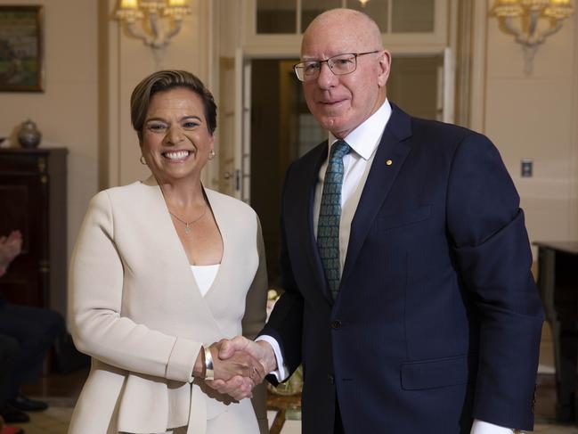 Communications Minister Michelle Rowland with the Governor-general David Hurley. Picture: Andrew Taylor