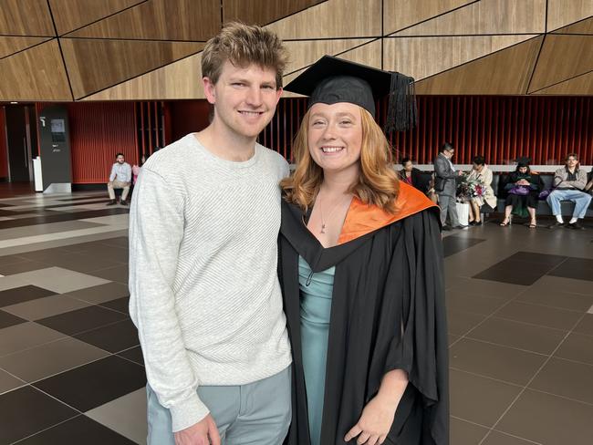 Georgia Priestley, with Nick Delahunty, graduates from the Australian Catholic University with a Bachelor of Paramedicine. Picture: Brittany Busch