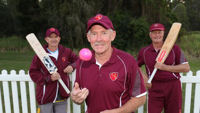 Masters cricket is exploding on the Coast. Training at Mudgeeraba Cricket Club are from left to right Gary Lovett, John Guiver, David Russell. Picture Glenn Hampson