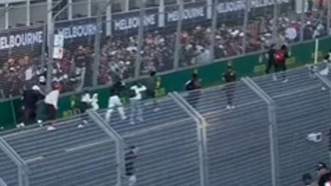 Fans swarm the Albert Park track at the Grand Prix. Picture: TikTok