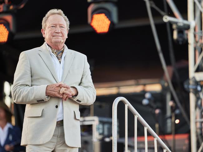 Andrew 'Twiggy' Forrest has marked the 20th anniversary of his iron ore giant Fortescue with an extravagant celebration in the middle of the Pilbara. Some 700 VIPs and guests were flown into Fortescue's Solomon iron ore mine from around Australia for the event. Picture: SoCo Studios