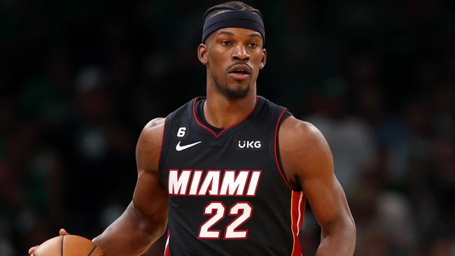 A season after inviting Denver players to “settle our differences in the tunnel”, Miami star Jimmy Butler has done his best to simmer any bad blood between the Heat and the Nuggets ahead of the NBA Finals. Photo: Maddie Meyer/Getty Images.