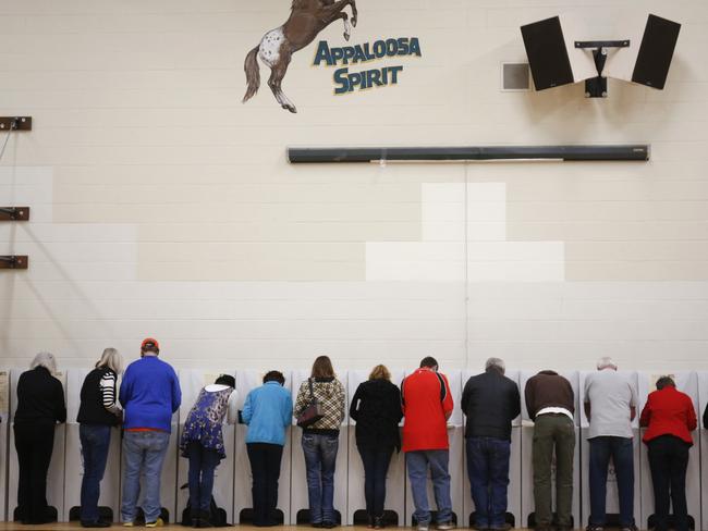 Voters cast their ballots at Cynthia Mann Elementary School in Boise, Idaho, on Tuesday, Nov. 8, 2016. Picture: AP Photo/Otto Kitsinger