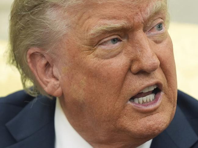 President Donald Trump speaks during a meeting with Germany's Chancellor Friedrich Merz in the Oval Office of the White House, Thursday, June 5, 2025, in Washington. (AP Photo/Evan Vucci)