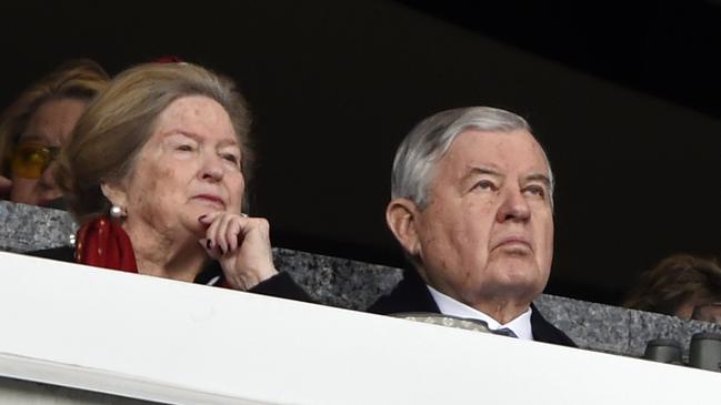 Carolina Panthers owner Jerry Richardson watches the action against Green Bay Packers on Sunday. Picture: AP