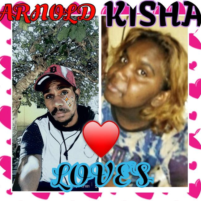 Kumanjayi Walker and girlfriend Rickisha Robertson in a social media image captioned: “Arnold loves Kisha”.