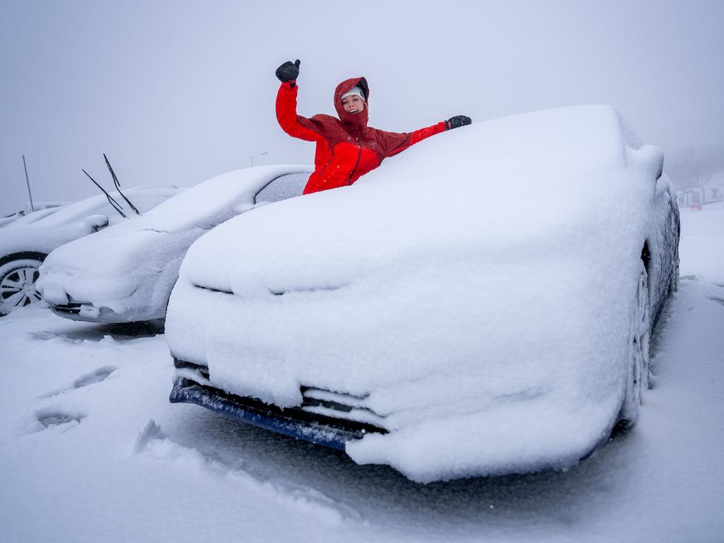 Local Libby Chirnside enjoys the fresh snow at Hotham. Picture: Chris Hocking