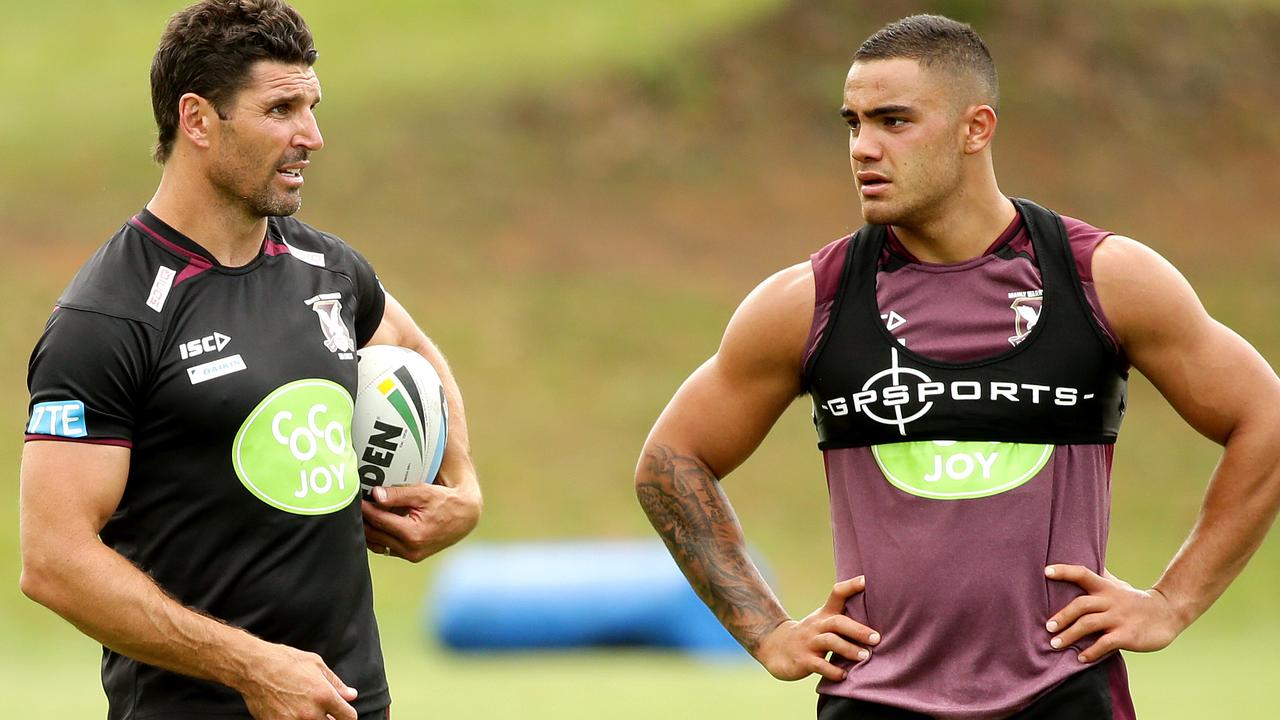 Trent Barrett with Dylan Walker during their time at Manly.