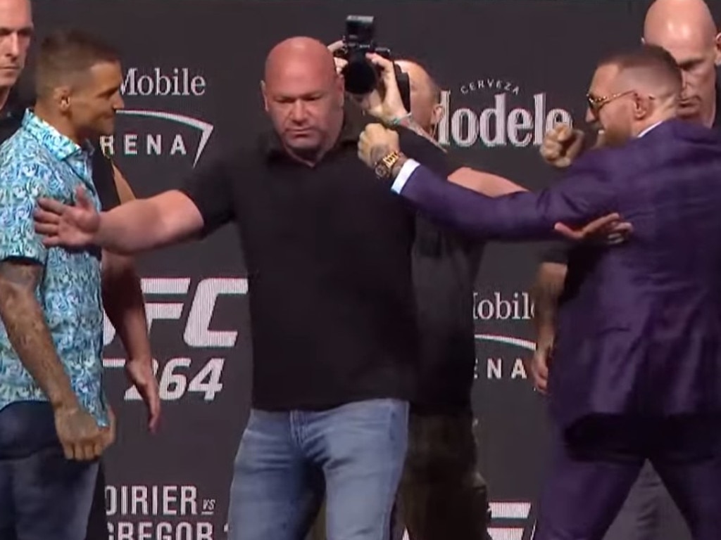 UFC 264: Conor McGregor throws kick at Dustin Poirier, insults his wife in  heated press conference