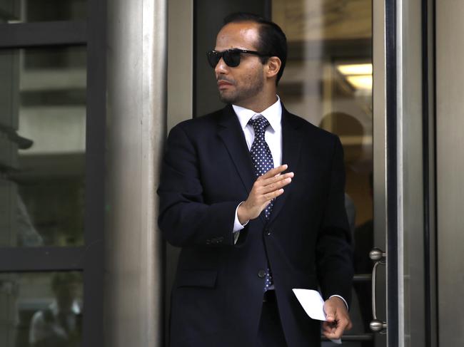 FILE - In this Friday, Sept. 7, 2018, file photo, former Donald Trump presidential campaign foreign policy adviser George Papadopoulos leaves federal court after he was sentenced to 14 days in prison, in Washington.  (AP Photo/Jacquelyn Martin, File)