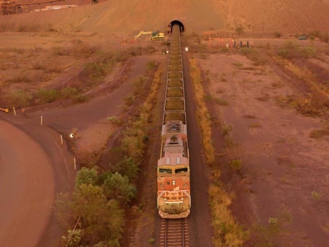 BHP iron ore train in the Pilbara, Western Australia 3. Photo credit Gerrit Nienaber.