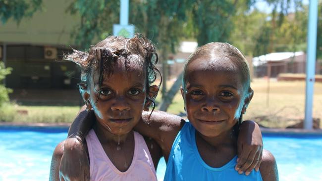 Kids in from Utju at their local swimming pool which is Kurt Herzog works at. Picture: Supplied