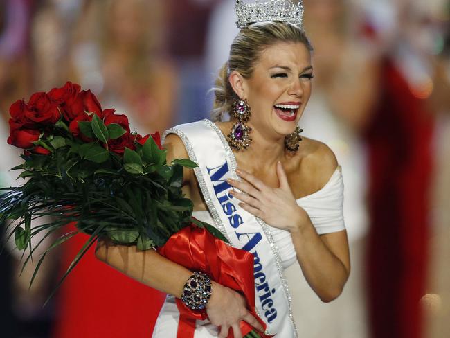 Miss New York Mallory Hytes Hagan reacts as she is crowned Miss America 2013 in Las Vegas. Picture: AP