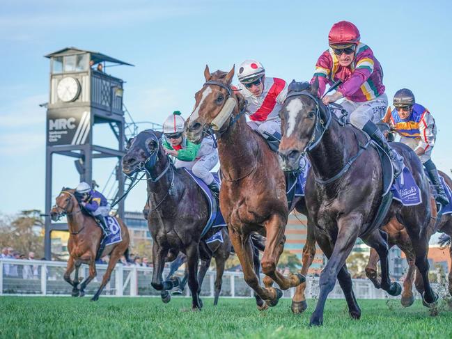 Gentleman Roy ridden by Mark Zahra wins the Catanach's Jewellers P.B. Lawrence Stakes at Caulfield Racecourse on August 17, 2024 in Caulfield, Australia. (Photo by Scott Barbour/Racing Photos via Getty Images)