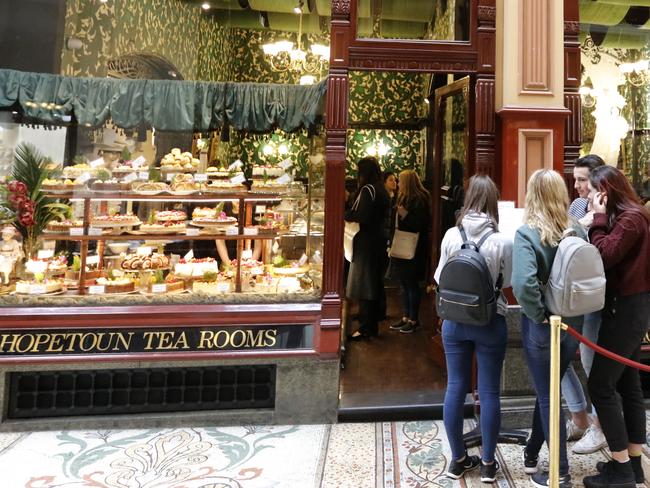 Owners of a Melbourne dining institution fear they will lose the business amid a bitter and protracted dispute over a proposed lavish building extension. The Hopetoun Tea Rooms, established in the iconic Block Arcade in the 19th century, had planned to open another tea room in the basement of the arcade with a $2 million loan secured through the arcadeâ€™s owner.. Picture: Alex Coppel.