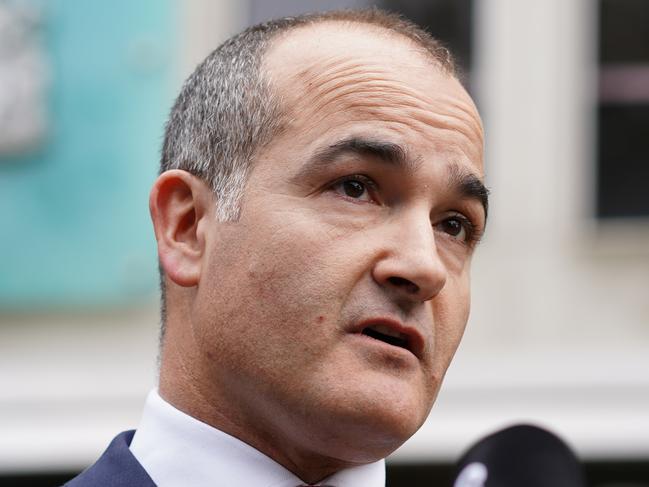 Victorian Deputy Premier James Merlino speaks to the media during a press conference in Melbourne, Monday, July 30, 2018. The Victorian Labor Party has referred 18 Liberal and National MPs names to police to be investigated for allegedly using electorate staff for political campaigning during business hours. (AAP Image/Alex Murray) NO ARCHIVING