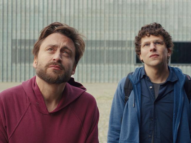 Kieran Culkin and Jesse Eisenberg in A Real Pain.