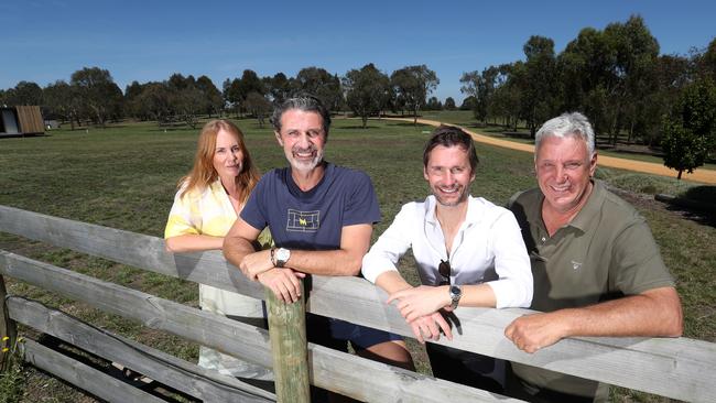 Olivia Tipler, Patrick Mouratoglou, Nicolas Queru and Daryl Pelchen at the CORA site in 2024. Picture: Alan Barber