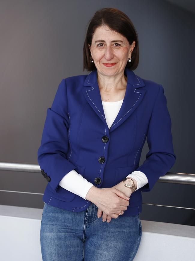 NSW Premier Gladys Berejiklian pictred meeting Annette Sharp at Cammeray. Picture: Sam Ruttyn