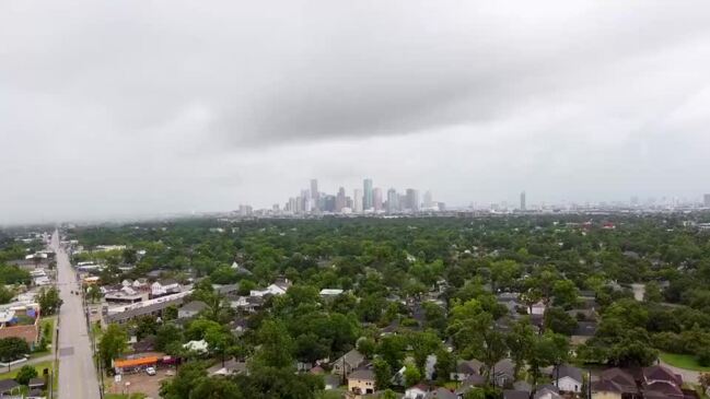 Houston Skyline Disappears Behind Rain as Tropical Storm Beryl ...