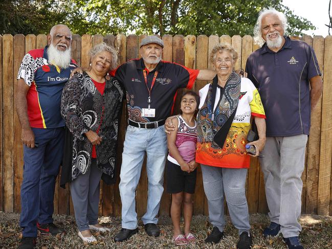 Umcle Bob Smith, centre, with other Kempsey elders. Picture: Sam Ruttyn