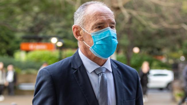 Chris Dawson, who has denied murdering his first wife Lynette, is seen arriving at the Supreme Court in Sydney on Thursday. Picture: Seb Haggett