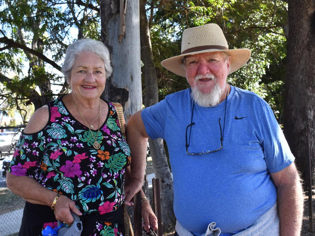 Lynne and Gus Brazier from the Sunshine Coast at the Queensland Country Rugby Union Championships in Rockhampton, July 1, 2023.