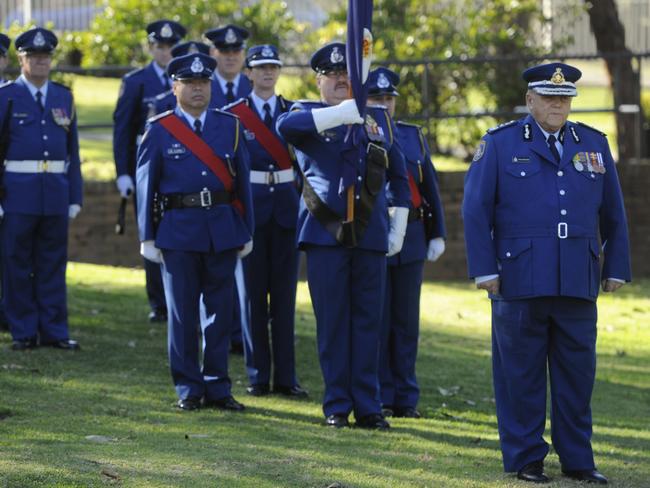 Retired Corrective Services Commissioner Ron Woodham (right) at a farewell ceremony in Sydney, in August, 2012. Woodham's career in NSW Corrective Services spanned 46 years.