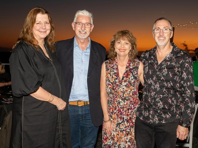 Julianna Thomas, Scott Thomas, Deb Willis and Mal Willis at Dinner on the Runway for Mackay Hospital Foundation, Mackay Airport Friday 8 September 2023 Picture: Michaela Harlow