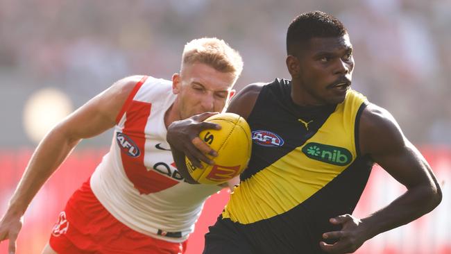 Maurice Rioli backs his pace. Picture: Michael Willson/AFL Photos via Getty Images