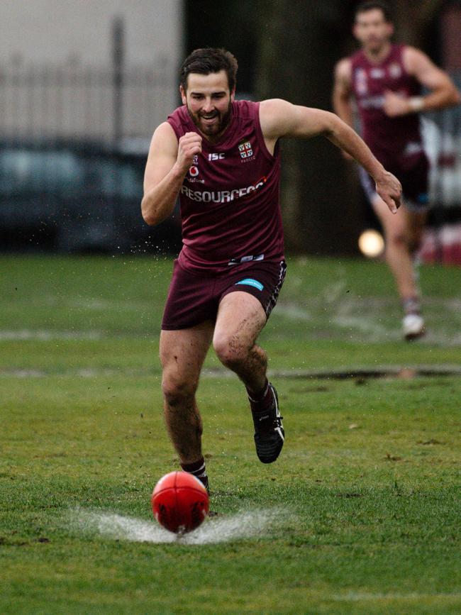 The ball was skimming off the deck at Prince Alfred College as the Old Reds defeated rivals St Peter’s Old Collegians. Picture: AAP/Morgan Sette