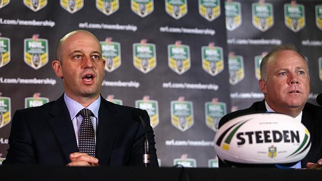 NRL Head of Football, Mr Todd Greenberg, and Tigers CEO Grant Mayer at the Draw announcement.